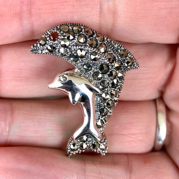 Garnet & Marcasite Addison Lane Dolphin Pendant - Picture 6 of 7